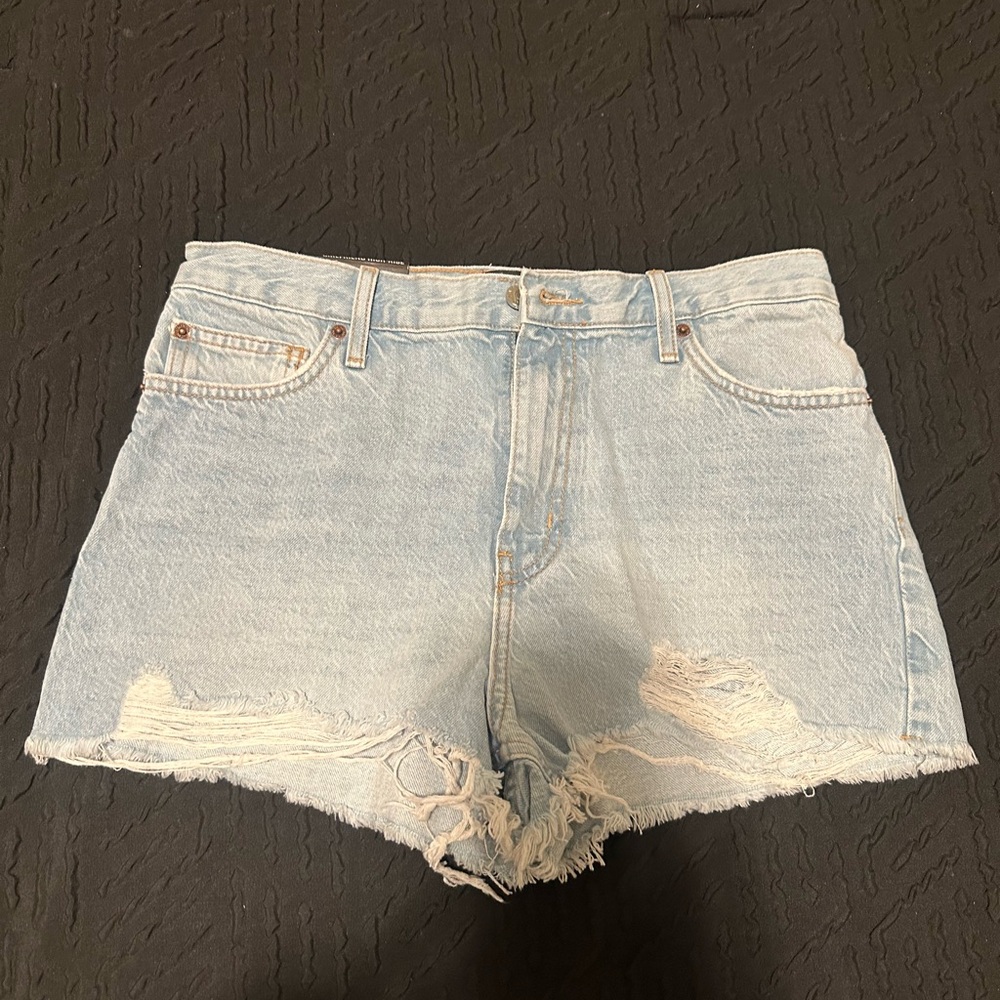 Light Blue Denim High Rise Shorts